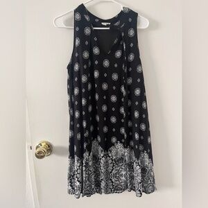 Loveriche Retro Boho Black & White Dress Geometric Print Large